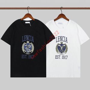 19ss Mens Designer T Shirt European and American Personality big printing cotton Womens Tees Youth Casual Short Sleeve Men's College Medium Fit T-shirt In Black