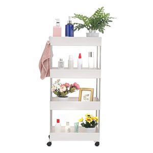 4 Tiers Movable Gap Storage Shelf Rolling Trolley Cart Fridge Side Shelf Desktop Organizer Kitchen Bathroom Rack Home Office Furniture