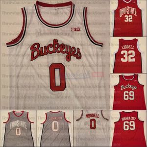 Camisas personalizadas de basquete da Ohio State College 1 Luther Muhammad 3 DJ Carton 0 Russell 4 DuaneWashingtonJr. 10 Justin Ahrens 13 CJ Walker