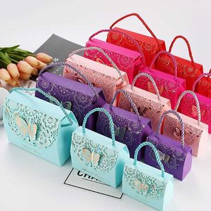 50 pz 3D Stereoscopico Fiori e Farfalle Bomboniere Borsa Regalo per Gli Ospiti Baby Shower Candy Box Festa di Compleanno Candy Bag 210724