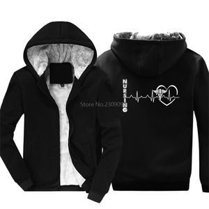 New Nursing Heart Print Divertenti felpe con cappuccio da uomo in cotone addensato Keep Warm Felpe giacca Hip Hop Cool Tops Harajuku Streetwear Y0809