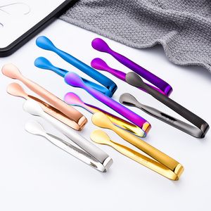 Multicolore Açúcar Tongs Cozinha Tools Engrossar Durável Durável Aço Inoxidável Mini Aperitivos Ice Tong Tong Tea Party Café Bar Borda Lisa CG0508