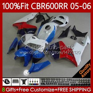 Honda CBR600F5 CBR 600 RR F5 CC 2005 2006 Vücut 72N0.152 CBR 600F5 600CC 600RR 05-06 CBR-600 CBR600 RR CBR600RR 05 06 Enjeksiyon Kalıp Karoser Mavi Beyaz Blk