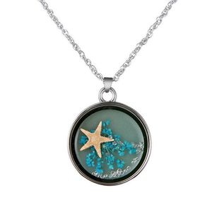 Pendant Necklaces Fashion Polychromatic Plant Specimen Dry Flower Starfish Luminous Glass Necklace Charm Glow In The Dark Jewelry