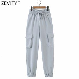 Safari Style Kobiety Vintage Solid Color Spodnie Cargo Chic Elastyczna Talia Bow Mite Spodnie Femme Pantalones Mujer P990 210416