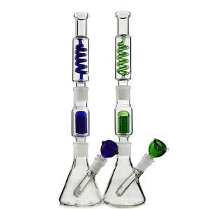 6 Arms Tree perc Condenser Coil freezable Diffused Downstem Narghilè 16 pollici Costruisci un Bong Beaker 18mm Female Joint Glass Water Bong