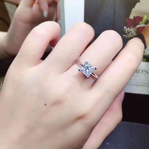 Gold Platinum Ring d Color Mossan Stone Princess Square Women's Diamond Sterling Silver Wedding Simple