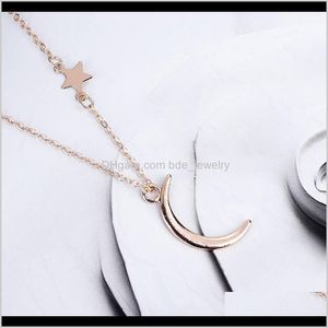 & Pendants Jewelryfashion Sweet Moon Necklaces Gold Sier Plated Stars On The Chain Jewelry Crescent Clavicle Pendant Retro Art A50 Drop Deliv