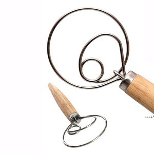 NEW13inch Danish Whisk Dough Egg Beater Coil Agitator Tool Bread Flour Mixer Wooded Handle Baking Accessories Kitchen Gadgets ZZF12755