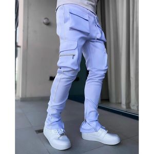 GODLIKEU Spring And Autumn Men's pants Stretch Multi-Pocket Reflective Straight Sports Fitness Casual Trousers275q