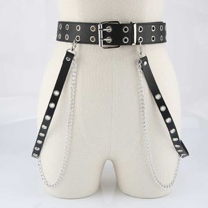 Sexiga kvinnor sele midjebälte PU Läderhandlare O-Ring Waistband Punk Strap Band Ben Belt Club Party Appeal Tillbehör G1026