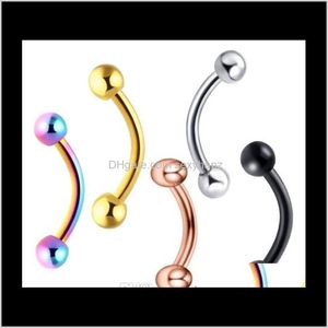 eyebrow piercing stud 8mm Banana Ring Sets Wholesale 120Pcs Fashion Body Jewelry Stainless Steel Ear Barbell Mix 5 Color