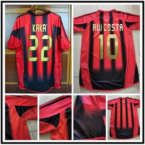 2004 2005 Retro Soccer Jersey 04 05 Hem Röd Svart Klassisk Vintage Fotbollskjorta Nesta AC Inzaghi Shevchenko Pirlo Kaka Maldini