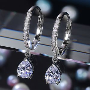 Cor prata mulheres dangle brinco oval cristal cúbico zirconia elegante acessórios diários festa feminina moda jóias