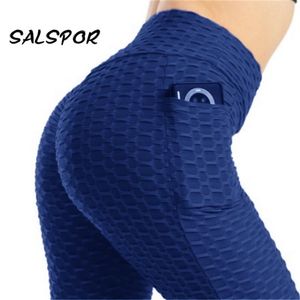 Salspor Push Up Kvinnor Leggings med fickor Träning Sexig Femme Fitness Leggins Mujer High Waist Anti Cellulite ActiveWear 210925