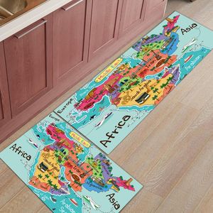 Cuscino/Cuscino Decorativo Arabo Mappa Cartone Animato Colorato Punto di Riferimento Lungo Antiscivolo Tappetino da Cucina Copertura Porta d'ingresso Preghiera Tappeto da Bagno Corridoio Are