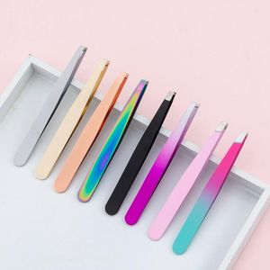 Professional Slanted Stainless Steel Eyebrow Tweezers Tools & Stencils