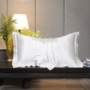 Caso de travesseiro cetim pillowcase emulação seda suave dormindo para cama macio confortável cor sólida única almofadas capa casa