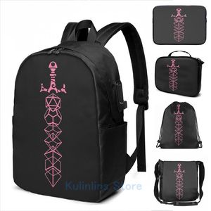 Wholesale usb dice for sale - Group buy Backpack Funny Graphic Print The Polyhedral Dice Collectors Pink Sword USB Charge Men School Bags Women Bag Travel Laptop