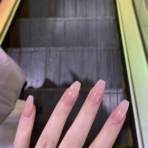 Imprensa brilhante em cor-de-rosa ombre unhas francês branco quadrado curto quadrado acrílico acrílico capa completa falsa nude manicure arte para mulheres e meninas