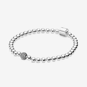 Designersmycken 925 Silverarmband Charm Pärla passar Pandora Sparkling Pave Armband Mode Bröllop Slide Armband Pärlor Europeisk stil Berlocker Beaded Murano