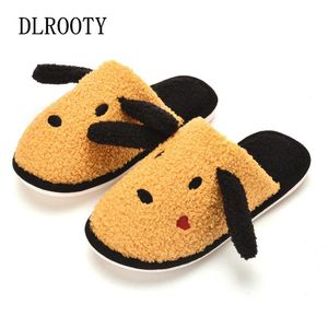 Wholesale warm dog house for sale - Group buy Women Men Slippers Dog Cartoon Cute Couple Indoor House Flip Flops Winter Warm Fashion Silent Non slip Shoes Slides Flat Casual