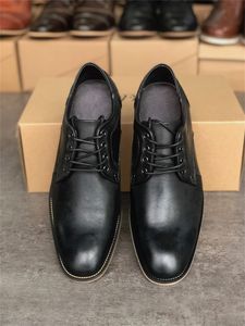 Tasarımcı Oxford Ayakkabı En Kaliteli Siyah Dalfskin Derby Elbise Ayakkabı Resmi Düğün Düşük Topuk Dantel-up İş Ofis Eğitmenleri Boyutu 39-47 025