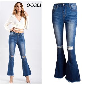 Dames Jeans Plus Size 2021 Sexy Vintage Distressed Casual Mam For Women Denim Flare Pents Ripped