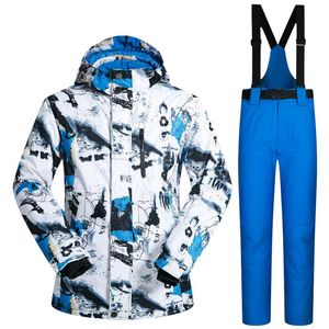 Giacche da sci Tuta da sci da esterno Tuta da sci da uomo antivento impermeabile termica Snowboard Giacca e pantaloni da uomo Abbigliamento da sci Abbigliamento da pattinaggio