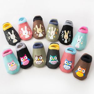 Cotton Baby Boys Girls Socks Rubber Slip-resistant Floor Socks Cartoon Infant Kids Animal Socks Winter Autumn Thicken Warm Shoes 1124 X2