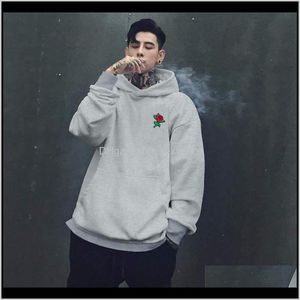 Kläder Apparel Drop Leverans 2021 Höst Vinter Hoodies Mens Sweatshirts Rose Broderi Bomull Män Kvinnor Långärmad Oversize Hoody S-2X