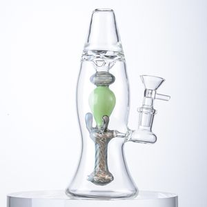 Atacado lâmpada de lâmpada de cachimbos de 8 polegadas de vidro heady bongs bola perc plataformas de petróleo 14mm plugues de águas verdes da ponta verde com tigela DHL grátis