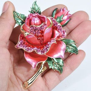 Pins, broscher varumärke charm klassisk rhinestone stor camellia blomma brosch buketter bröllop corsage