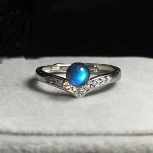 Cluster ringen schattige sterling zilveren draad knuckle ring punk v vorm blauwe natuursteen voor vrouwen tas bruiloft sieraden