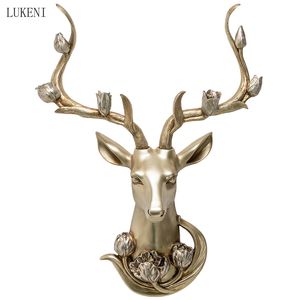 Luz americana Luxo Criativo Decoração Pingente Modelo Sala de Estar Parch Background Grande Veado Deer Parede Pendurado 210414