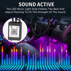 Ny bil RGB LED Neon Interior Light Lamp Strip Dekorativ atmosfär Ljus Trådlös Telefon App Control för Android IOS Kit Foot lampa