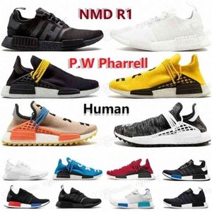 NMD R1 MENS Designer Running Sneaker Shoes PW Pharrell Hu Hombre Hombres Mujeres Ultra Excelente amortiguación XR1 Classic Human Triple Negro Linhaiyu12
