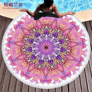 Ręcznik Gridilango Mandala Mikrofibry Ruch Plażowy Ręczniki z Tassel Boho dla dorosłych Dzieci Play Mat Bath Swimming Joga