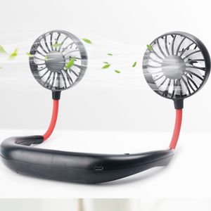 Wholesale hanging fans resale online - Fast Hanging Neck Fan USB Rechargeable Neckband Lazy Neck Hands Free Hanging Dual Cooling Mini Fan Sports Degree Rotating In Stock