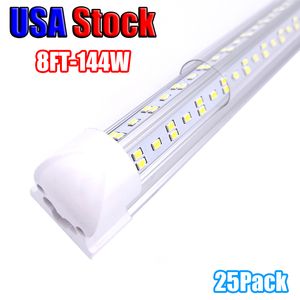 25pcs T8 Rube LED Shop Lightre, 4ft 72W, 2 stóp 18W, przezroczystą pokrywę obiektywu, podwójna strona 4 rzędy V Kształt Zintegrowana żarówka, drzwi chłodnicy LED