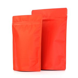 厚いマットの赤いアルミホイルのジッパーロックバッグの再封鎖可能な地面のコーヒーパウダーナッツティースナックチョコレート結婚式X-MASギフトロゴのロゴ印刷包装ポーチ