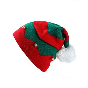 20% de desconto em 1-6 anos de idade crianças de Natal listrado chapéu de lã de malha com bola de pele Bels Halloween Creative Gift Hats LZ368