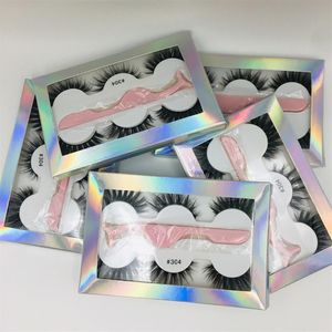 Die neuesten falschen Wimpern 3D-Nerzwimpern 3 Paar dicke künstliche echte Wimpern mit Pinzette im Karton 6 Stile Großhandel Pestanas Con Pinzas