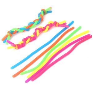 TPR Fidget Decompression Rope Pull Toys Party Favor Noodle Ropes Sensory Toy for Kids Adult Abreact Flexible Glue Stretchy String Neon Slings 6 Color Bending Play