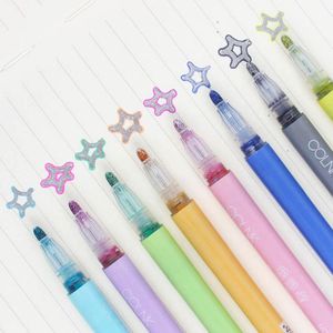 Highlighters 1 st Färg Outline Double Line Pen Flash Marker Scrapbooking Målning Highlighter Pennor Kontor Skrivbordsartiklar