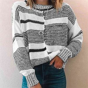 Foridol Casual Stripe Plus Size Sweter Pulowers Kobiety Duży Rozmiar Dzianiny Streetstyle Oversized sweter Jumper Podstawowe Topy 210415