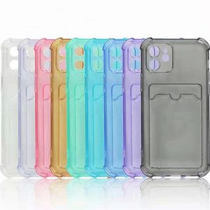 Transparent Color Phone Cases with Card Slot for iPhone 13 12 Mini 11 Pro Max X Xs Xr 8 7 6S Plus