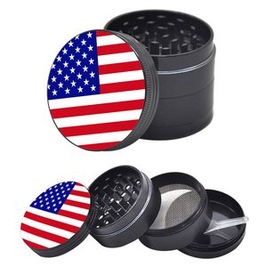 Flag Herb Smoke Grinder 50mm Diameter Tobacco Crusher 4 Layer Zinc Alloy Mental Grinders Tryckta med National Flags Patterns