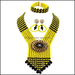 Earrings & Necklace Jewelry Sets Red And Champagne Gold Ab African Beads Set Crystal Nigerian Wedding Aessories 6Sdls06 Drop Delivery 2021 O