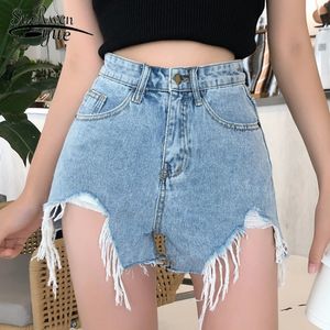 Cintura alta de verão A-shaped Irregular Legged Feminge Mulheres Calças de Jeans Shorts Sexy Lady Tops 3663 50 210521